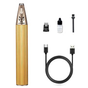 Aluminum rechargeable pet foot hair trimmer with grooming accessories and USB charging cable