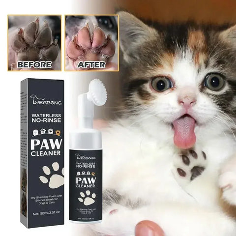 Premium Pet Paw Cleaner Foam - No-Rinse Organic Cleanser with Silicone Brush