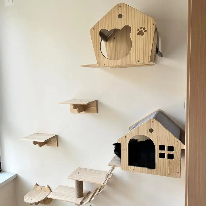 Load image into Gallery viewer, Premium Wall-Mounted Cat Climbing Shelves Set
