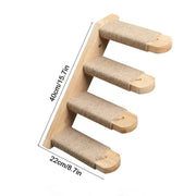 Wall Mounted Cat Climbing Shelves Wooden Hammock Tree Tower with Scratching Ladder