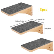 Wall Mounted Cat Climbing Shelves Wooden Hammock Tree Tower with Scratching Ladder