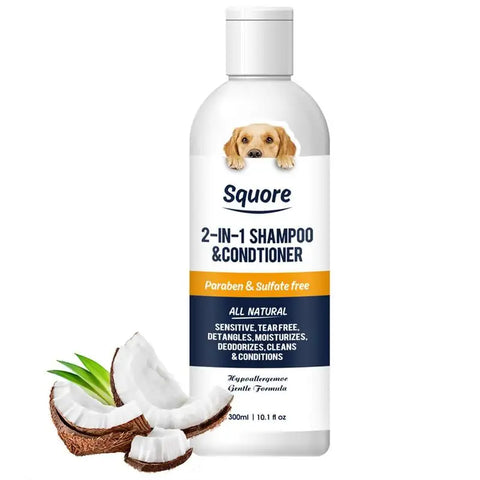 Eco-friendly moisturizing dog shampoo and conditioner with natural ingredients.