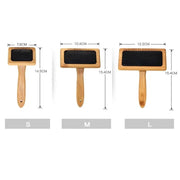 Eco-Friendly Bamboo Pet Grooming Brush in three sizes (S, M, L) with sustainable bamboo handles.