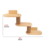 Wall Mounted Cat Climbing Shelves Wooden Hammock Tree Tower with Scratching Ladder