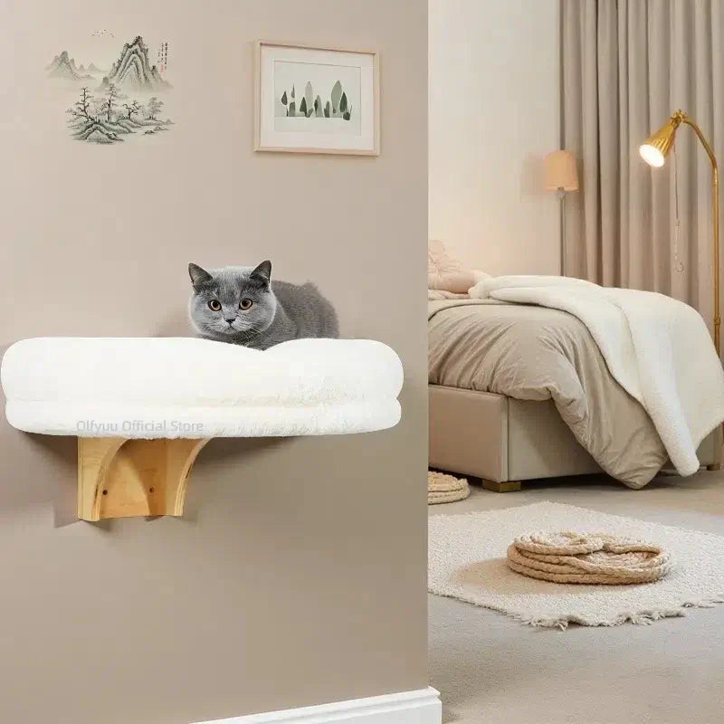 Load image into Gallery viewer, Wall Mounted Wooden Cat Space Small Pet Bed
