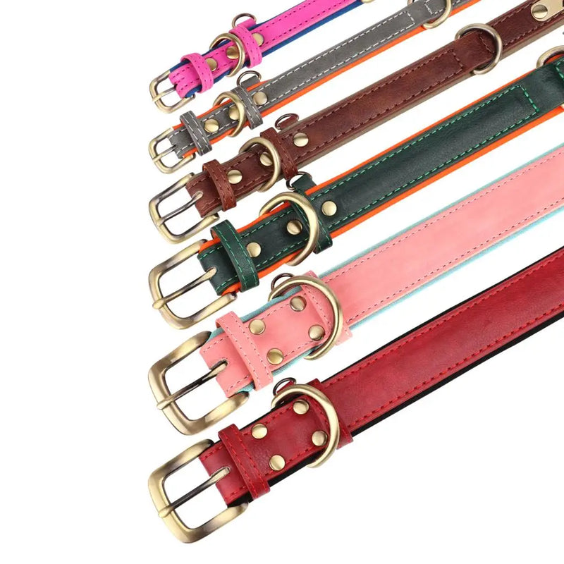 Load image into Gallery viewer, Personalized Leather Dog Collar &amp; Leash Set with Engraved Nameplate

