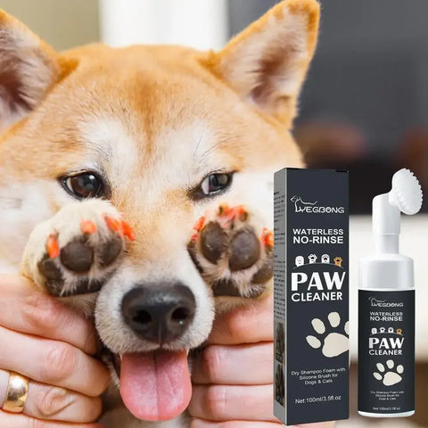 Premium Pet Paw Cleaner Foam - No-Rinse Organic Cleanser with Silicone Brush