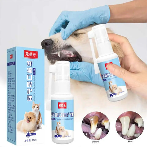 Bad Breath Pet Oral Care Spray for Dogs - Freshens Breath and Removes Plaque