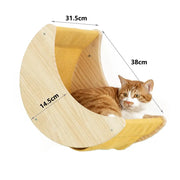 Wall Mounted Cat Climbing Shelves Wooden Hammock Tree Tower with Scratching Ladder