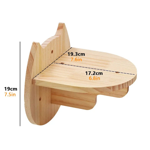 Wall Mounted Cat Climbing Shelves Wooden Hammock Tree Tower with Scratching Ladder